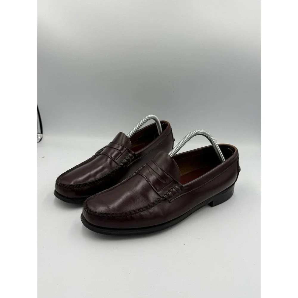 Vintage Dexter Burgundy Penny Loafers Men's Size 9E Made in USA Leather Slip On